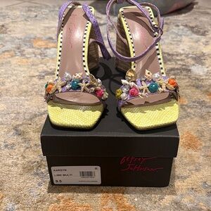 Betsey Johnson Yellow and Purple Embellished Sandals